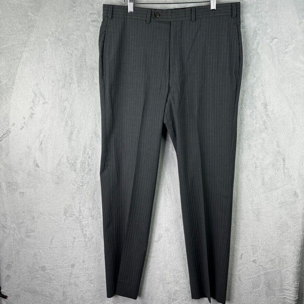 Brooks brothers regent dress pants mens 34x40 (35x31) gray striped wool trousers